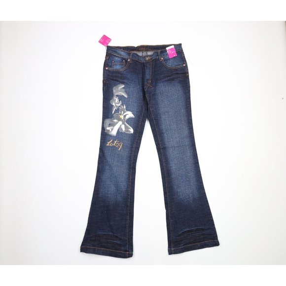 NOS Vintage Y2K Lot 29 Womens Size 9 Looney Tunes Wide Leg Flared Denim Jeans